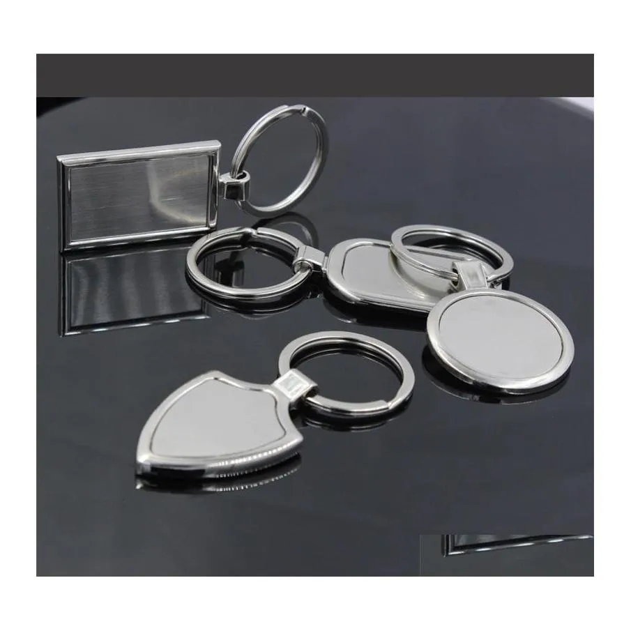 Keychains Lanyards Stainless Steel Key Ring Metal Blank Tag Keychain Creative Advertising Custom Logo Keyrings For Promotion Gifts Otiun