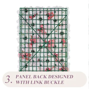 Artificial flower wall panel back designed with link buckle