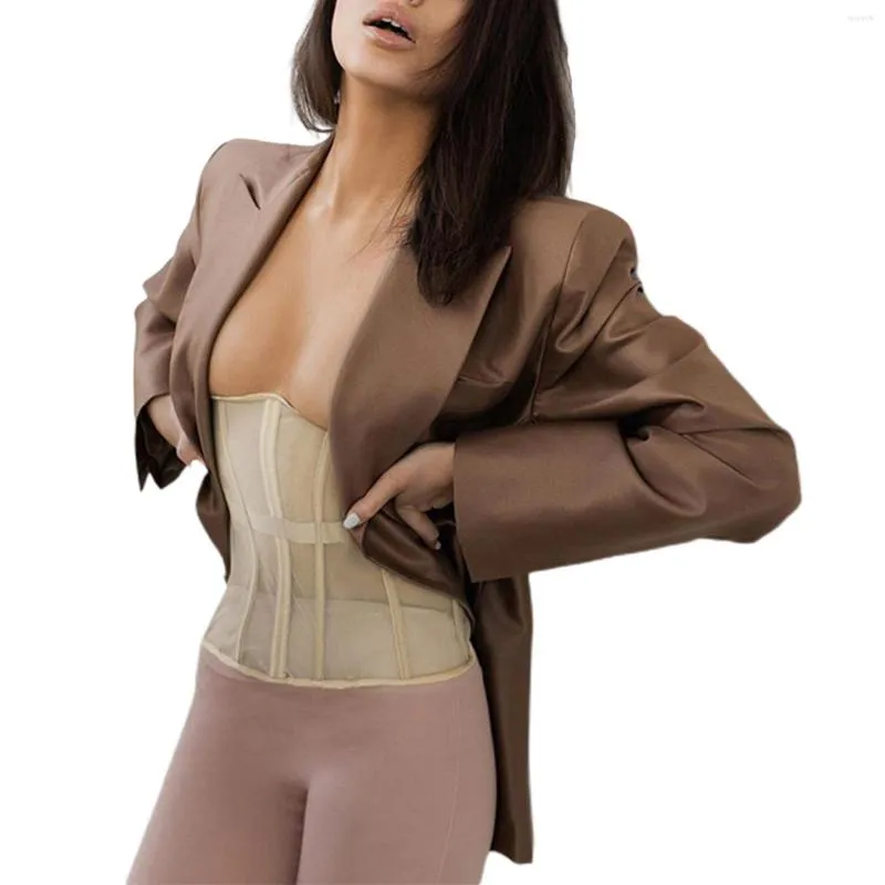 أحزمة أزياء صلبة اللون bodycon waspie أنيقة سيدة bustiers قمم النساء شبكات مشد أعلى حزام الخصر الحزام الإناث سترة