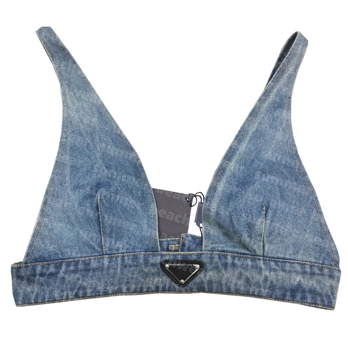 Denim bh t shirt kvinnor djupt v hals bh sexig denim väst mode skördet topp party andningsbara beskurna toppar