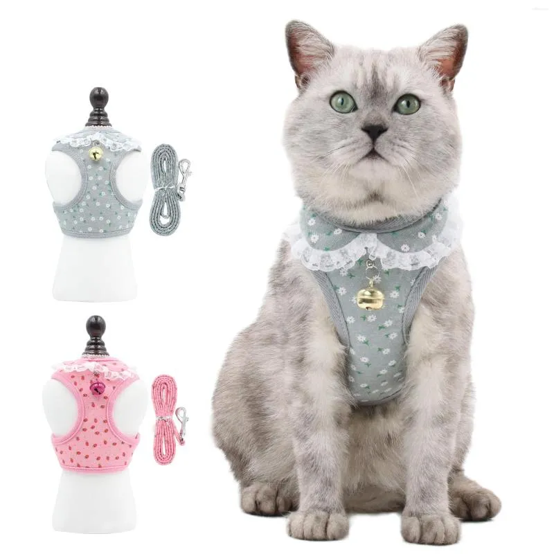 Collari per cani Anchor Cat Harness Vest Set di guinzagli in rete traspirante con campana Simpatici accessori Bowknot per cani di piccola taglia