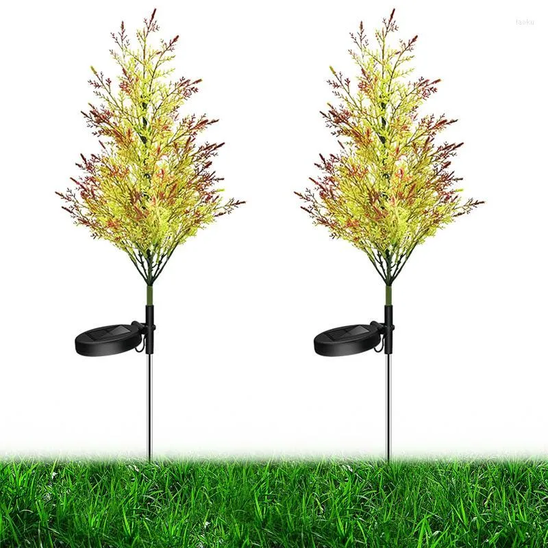 Decorative Flowers Christmas Tree Solar Lights Outdoor Stakes 2 Pack Decorations Waterproof Pine Trees With