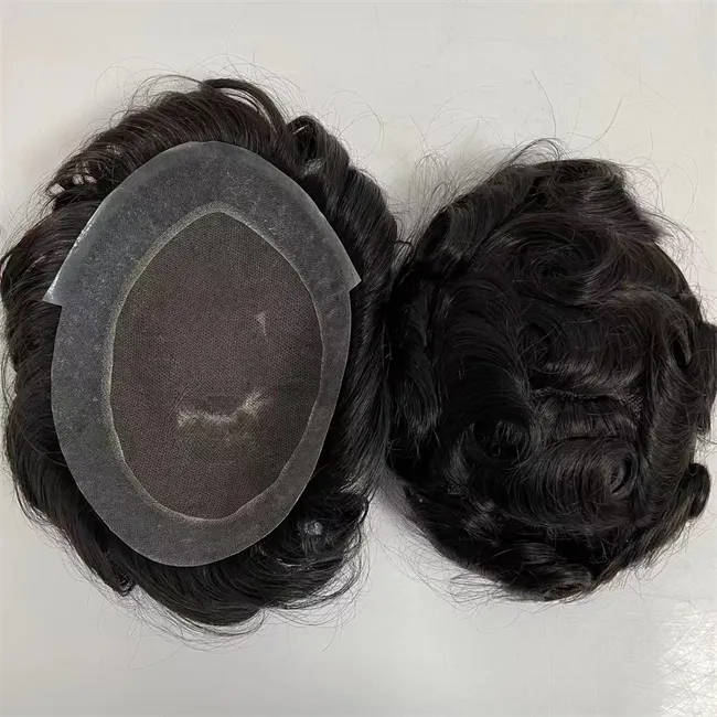 Substituição de cabelo humano virgem brasileira 32 mm Lace suíço com fino perímetro de pele 6x9 #1b Austrália Toupee para homens brancos