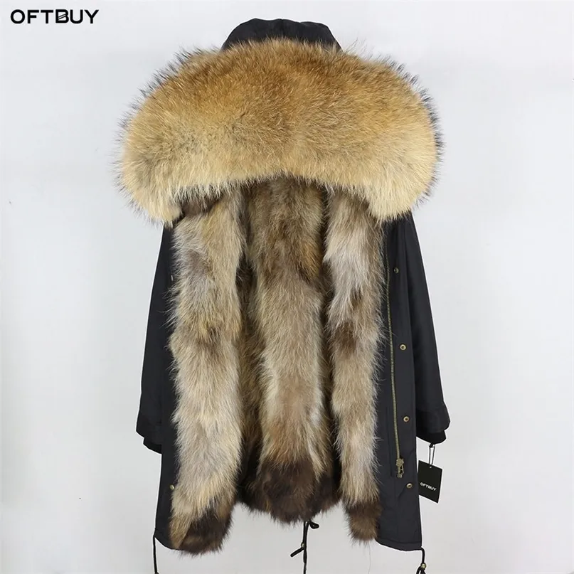 Frauen Pelz Faux Real Mantel Winter Jacke Frauen Lange Parka Wasserdicht Große Natürliche Waschbär Kragen Kapuze Dicke Warme Liner 221102