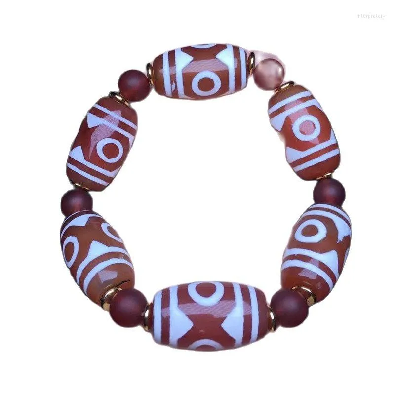 Strand Natural Stone Original Agate Barrel kralen Bracelet Unieke armbanden Sieraden Modecadeaus voor mannen en vrouwen