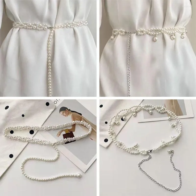 Belts Women Dress Pearl Chain Belt Wedding Slim Girdle Waist Strap