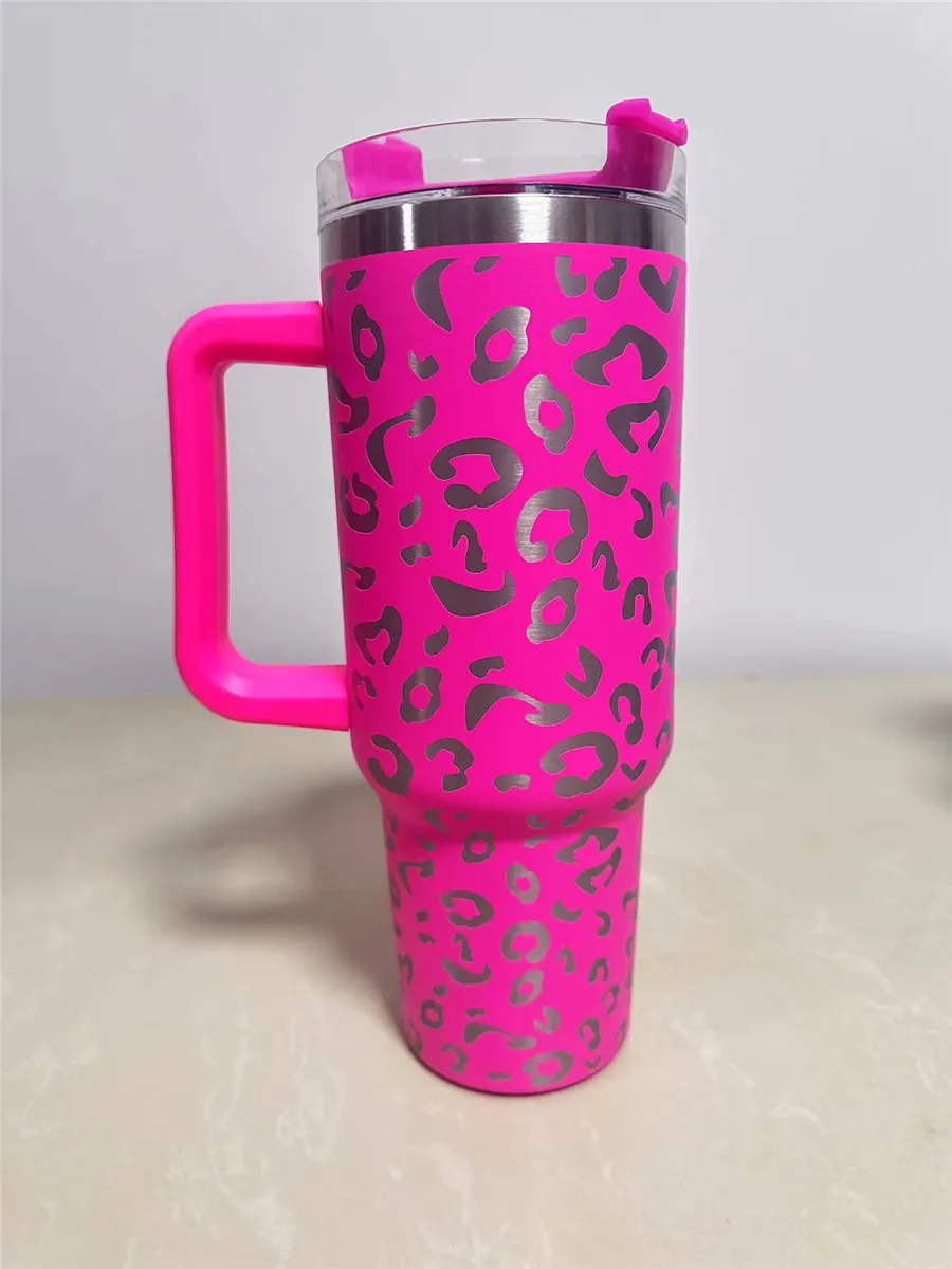 40 oz Leopard Print Stainless Steel Travel Mug Tumbler with Handle and  Straw from Dhgate Tumblers - price 19.18