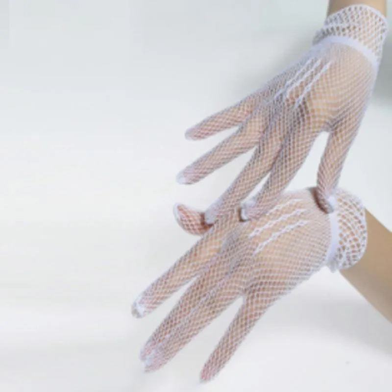 5本の指の手袋女性レースメッシュホロウアウト夏秋のエレガントなイブニングパーティー花嫁の弾性