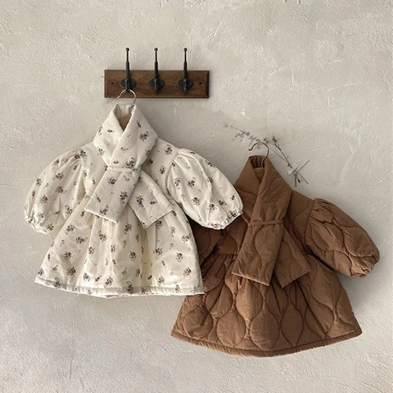 Abiti da ragazza Toddler Girls Abito caldo a maniche lunghe floreale vintage Natale Inverno Baby Princess Abbigliamento per bambini in stile coreano carino