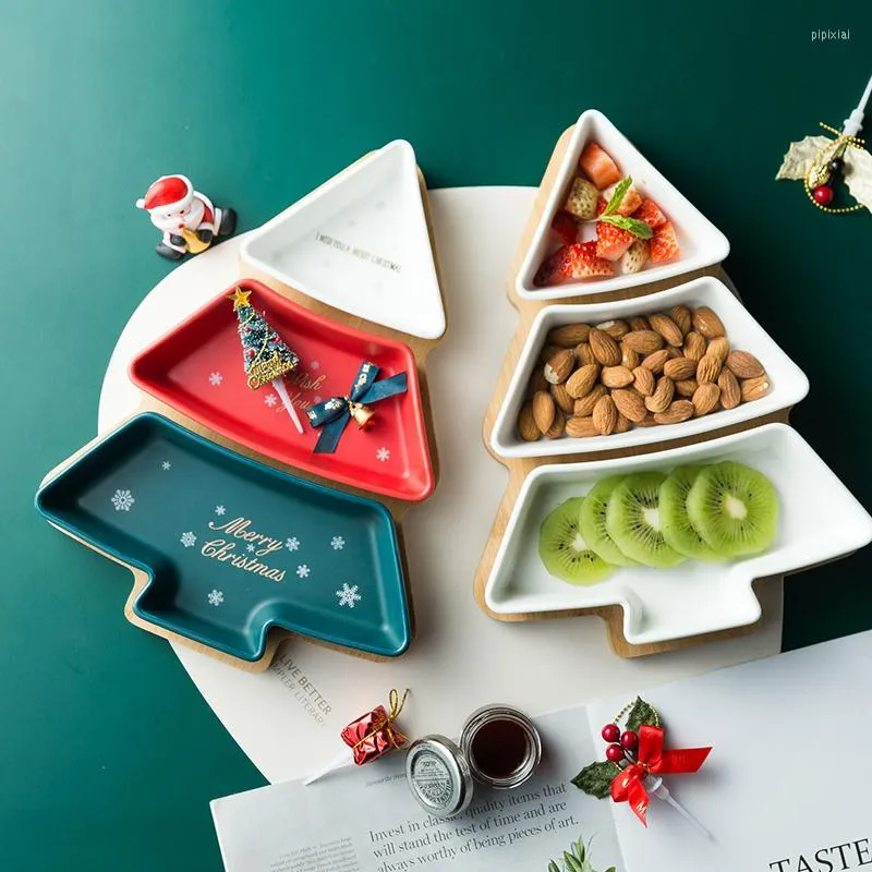 Bowls Christmas Tree Sharp Ceramic 3 Pieces Set Ins Nordic Creative Style Cookies Container stor kapacitet