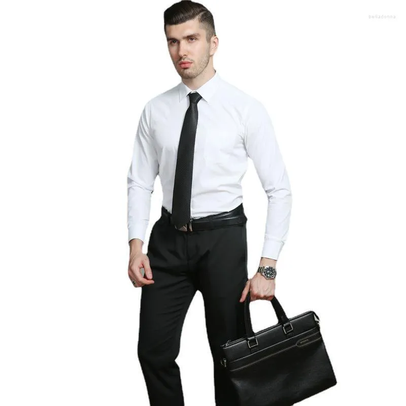 Koszule sukien męskich wiosna i jesienne biznesowe koszulę na długich rękawach Underfit profesjonalnej odzieży roboczej mężczyźni
