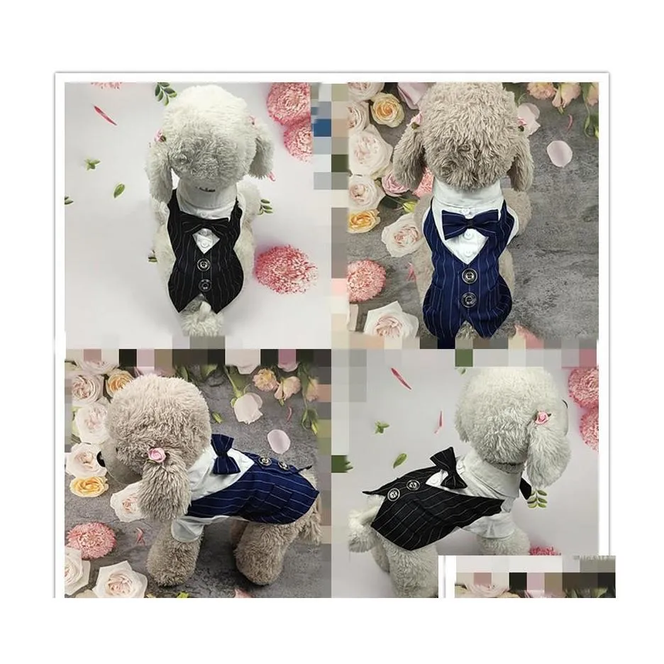 Hundkl￤der gentleman br￶llop kostym formell skjorta f￶r sm￥ medelstora hundar bowtie kattkl￤der tuxedo husdjur kostym droppe leverans hem garde dhafm