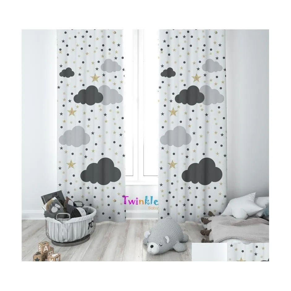 Rideau Tentures Garçon Fille Enfants Chambre De Bébé Conception Spéciale Modèle Africain Ombrage Double Aile Salon Chambre Corniche Bouton Cravate Cadeau Dro Dhcc8