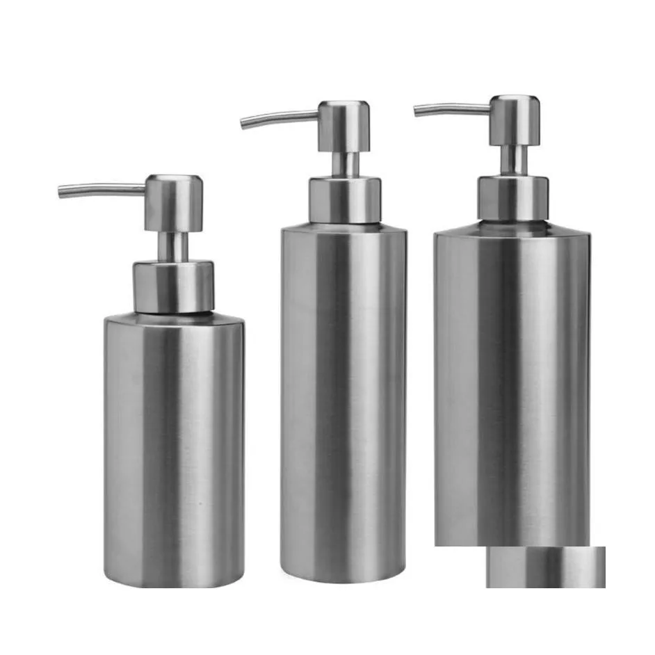 Liquid Soap Dispenser Bathroom Kitchen Pump Hand Sanitizer Standing Stainless Steel Shampoo Container Bedroom Lotion Bottle Drop Del Dhpib