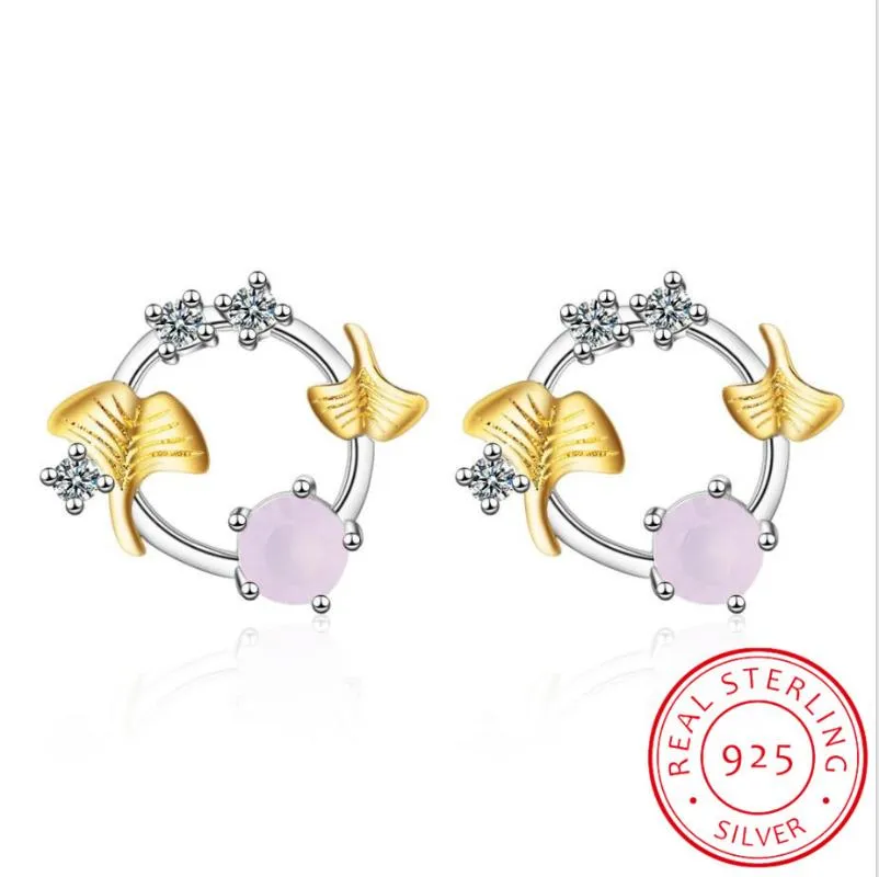 Kolczyki stadningowe srebrne różowe/białe sześcienne z cyrkonią nośną Waterdrop cZ dla kobiet ślub grzywny biżuteria