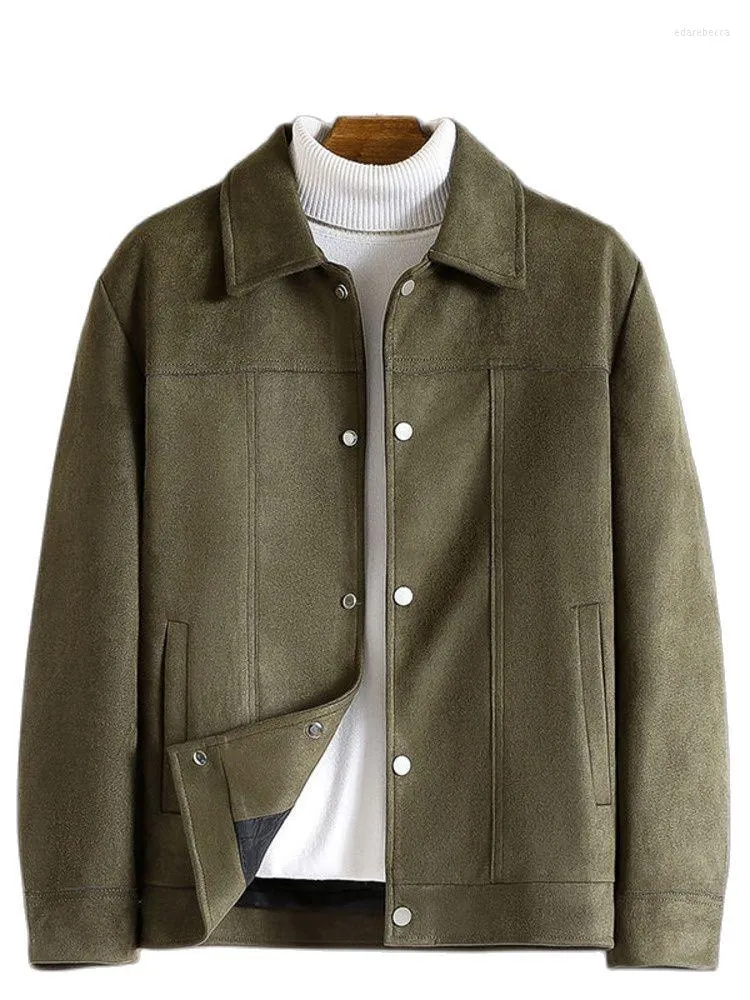 Men's Jackets Men Retro Trend Suede Jacket 2023 Luxury Simple High Quality Spring Autumn Lapel Casual Coat Slim Fit Classic Outwear