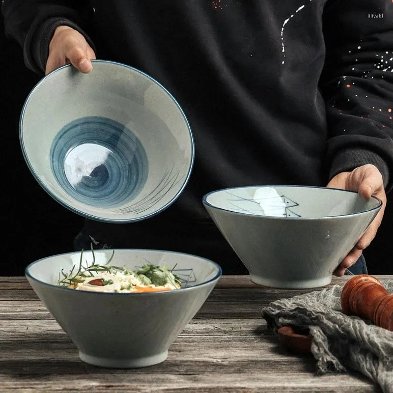 Bowls Jingdezhen Japanese-style Ceramic Tableware Hand-painted 8-inch 9-inch Bamboo Hat Bowl Ramen Large Thickened Noodle