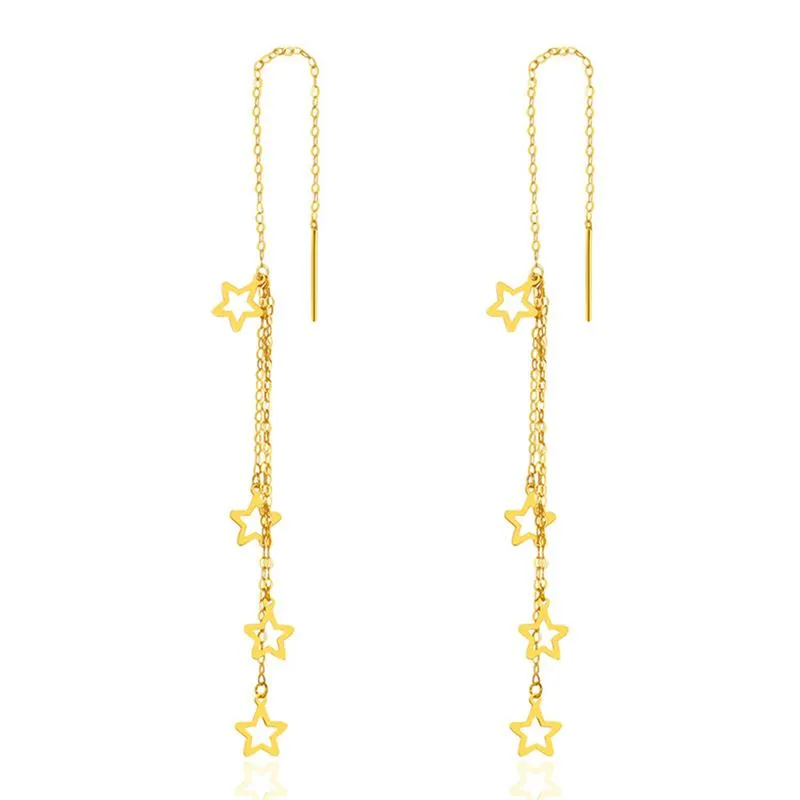 Dangle Earrings & Chandelier MIQIAO Real 18K Gold Drop Smart Five-pointed Star Design Pure Solid AU750 Tassel For Women Fine Jewelry EA001