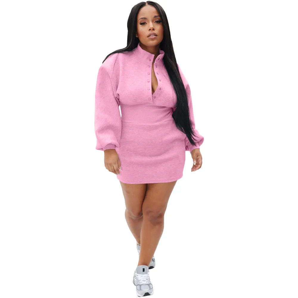 Mini Dress Plus Size Hoodie Dresses Ribbed Bodycon Hoodie Dress