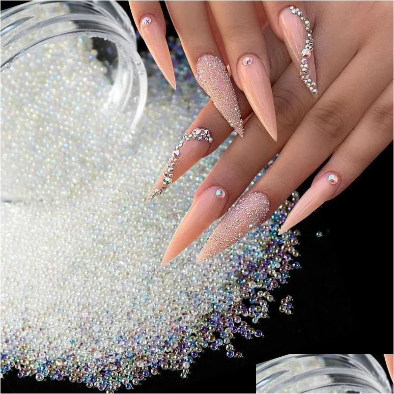 Decorazioni per nail art Perline di caviale Cristallo Piccoli strass per la decorazione Palline di vetro Micro perline Accessori per ciondoli per manicure fai da te Goccia Dhxjx