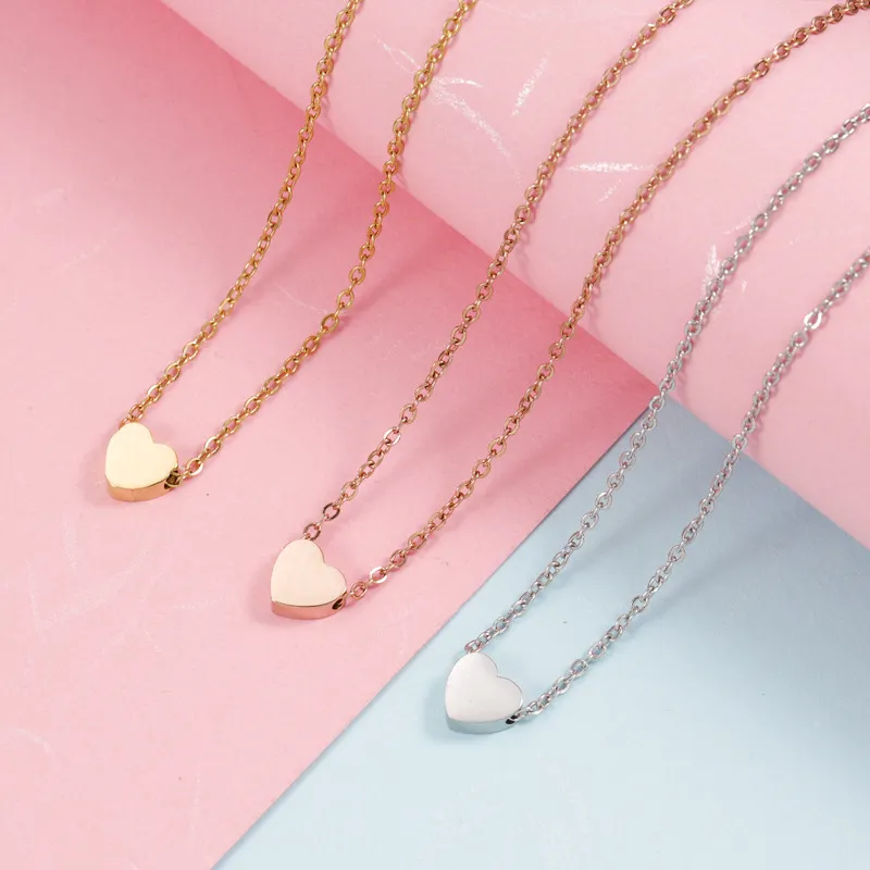 Cute Heart Necklace for Women 18k Gold Plated Pendant Necklace Simple for Women Dainty Layered Choker Necklaces