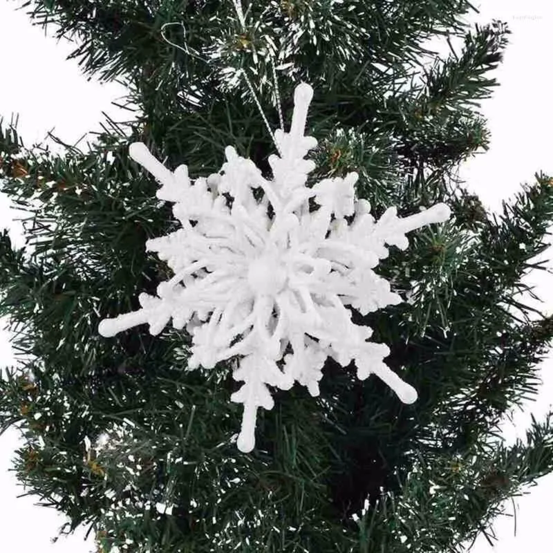 Kerstdecoraties 10 stks 12 cm grote hanger 3d sneeuwvlok wit plastic glitter kerstboomhangende ornamenten Home Decor