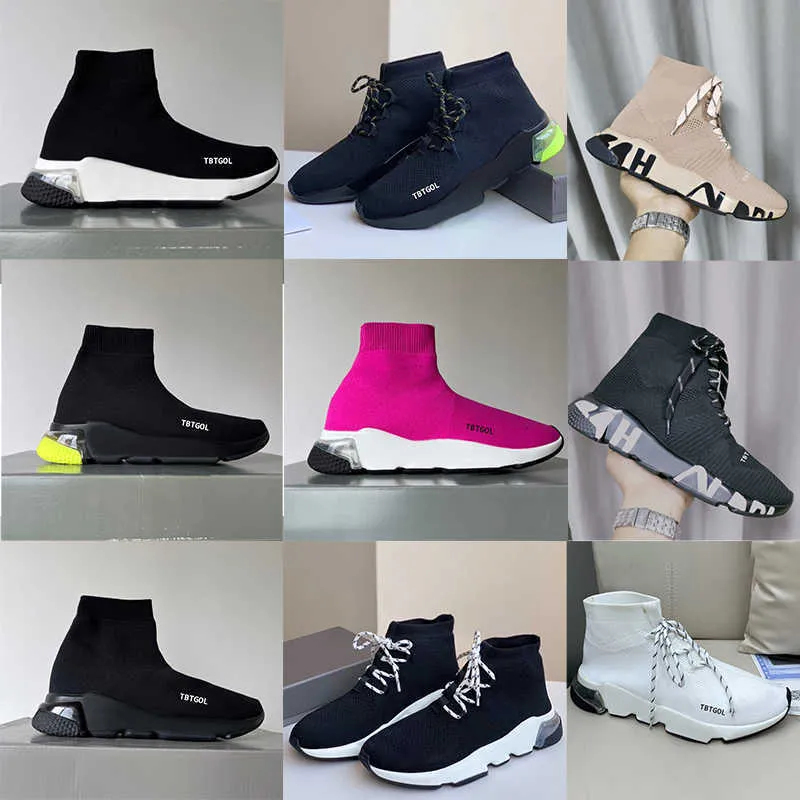 2023 Men Designer Sneakers Women Sock Technical 3D Knit Sock-like Trainers Designer Shoes Fashion White Black Graffiti Sole Casual Shoes With Box Size Eu36-46 NO017B