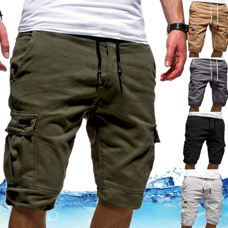 Shorts pour hommes Green Cargo Summer Bermudas Mâle Poches à rabat Jogger Casual Travail Armée Tactique 230110