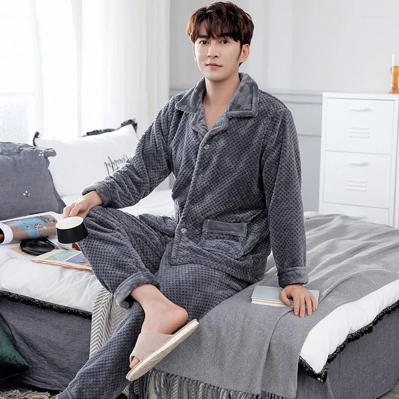 Survêtements pour hommes Coralline Pyjamas pour hommes Automne/Hiver Warm Flannel Housewear Set