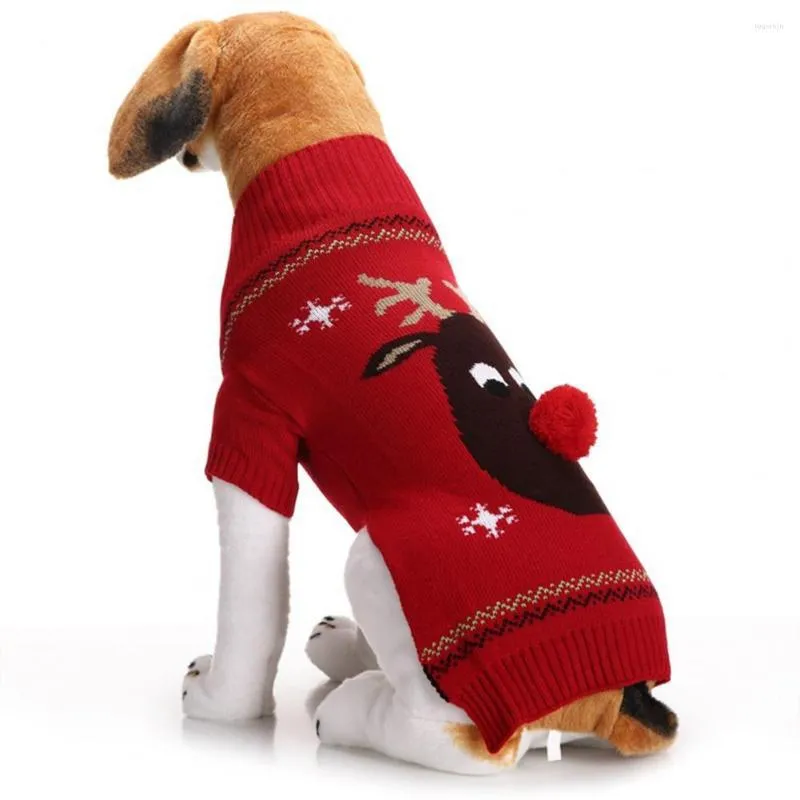 Dog Apparel Pretty Xmas Pet Clothes Pullover Dress Up Stretchy Christmas Deer Snowflake Print Knitting Sweater