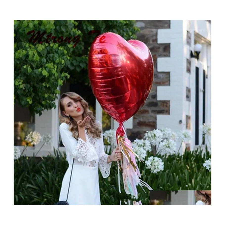 Feestdecoratie 20 stks 75 cm Big Pink Red Heart NT Ballon voor bruiloft Valentijnsdag Foil Helium opblaasbaar1 drop levering Home Gard Dhxug