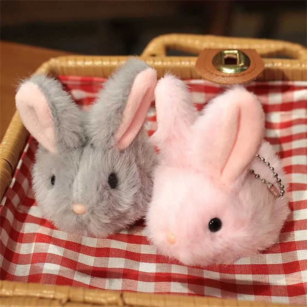 8cm Real Mink Fur Rabbit Toys 2023 Easter Bunny Key Chain Rings Kids Wording Party Gift Keyring Bag Car Pendant keychain Charms Cartoon Ransour