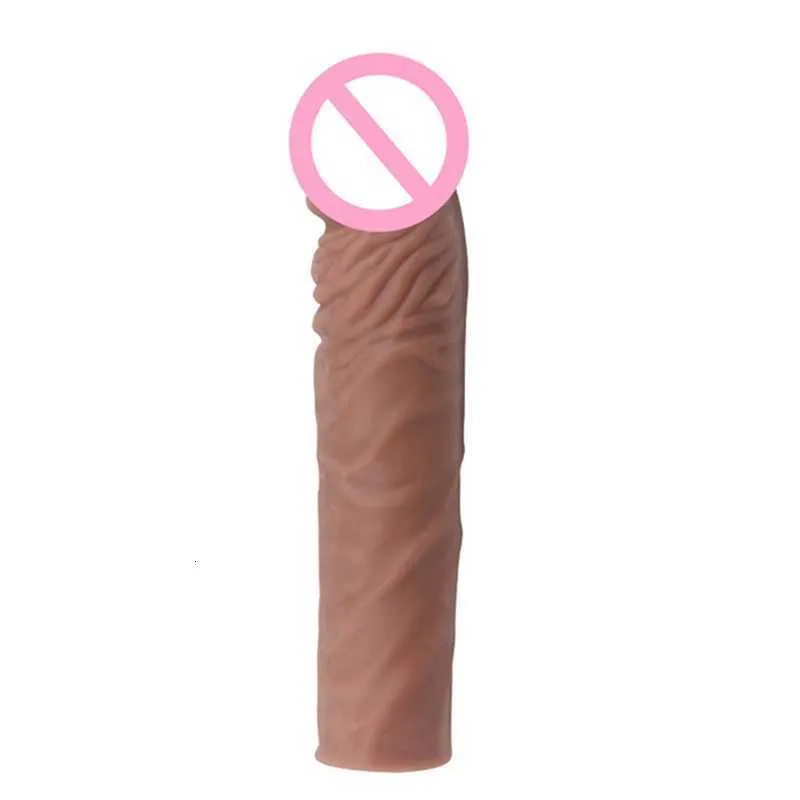 Sex toys Massager 8inch Realistic Reusable Penis Sleeve Enlargement Male Cock Extender Dildo Enhancer Intimate Goods Toys for Men