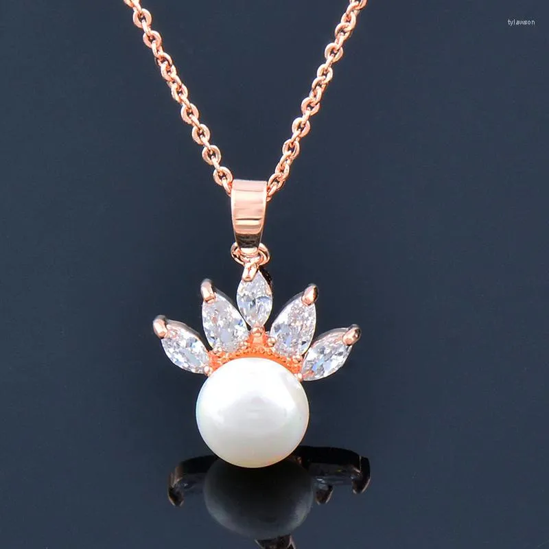 Pendant Necklaces LEEKER Classic White Gray Round Ball Pearl Stainless Steel Necklace For Women Rose Gold Silver Color Wedding Accessories