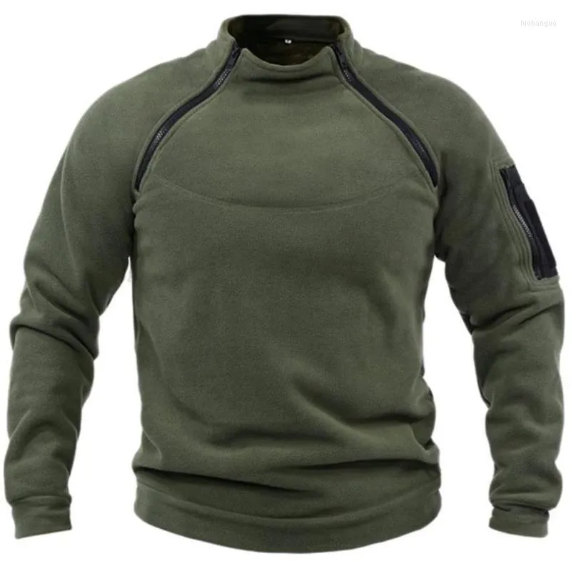 Herrtröjor Herrarna Vinterblus Tech Fleece High Neck kläder 2023 Army Korean Fashion Overized Pullover Sweatshirts Tactics Warm