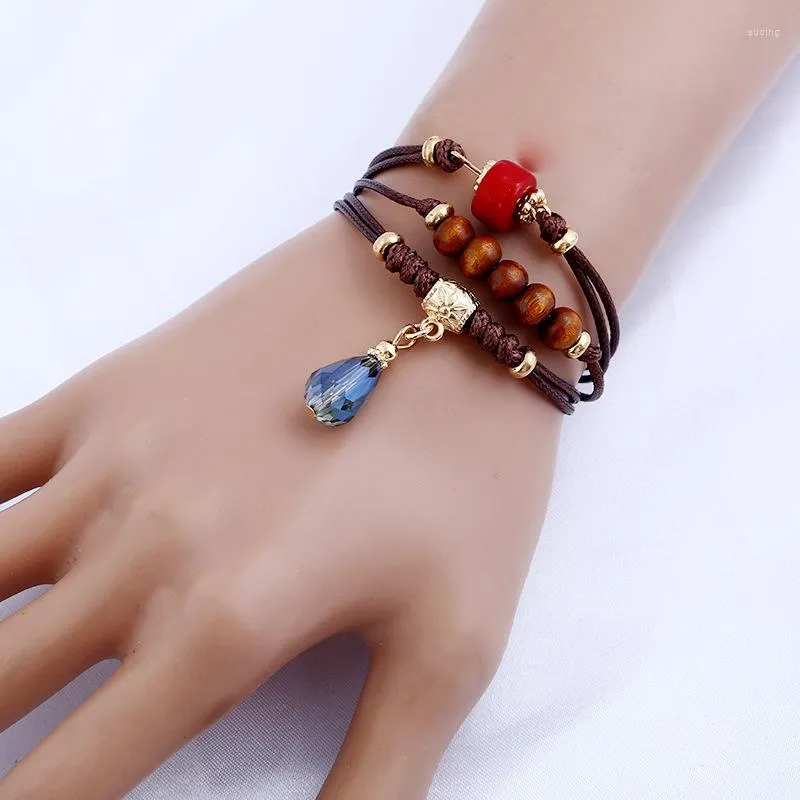 Bracelets porte-bonheur Vintage cristal pendentif pour femmes bohème Style ethnique géométrique balancent Bracelete bijoux accessoires