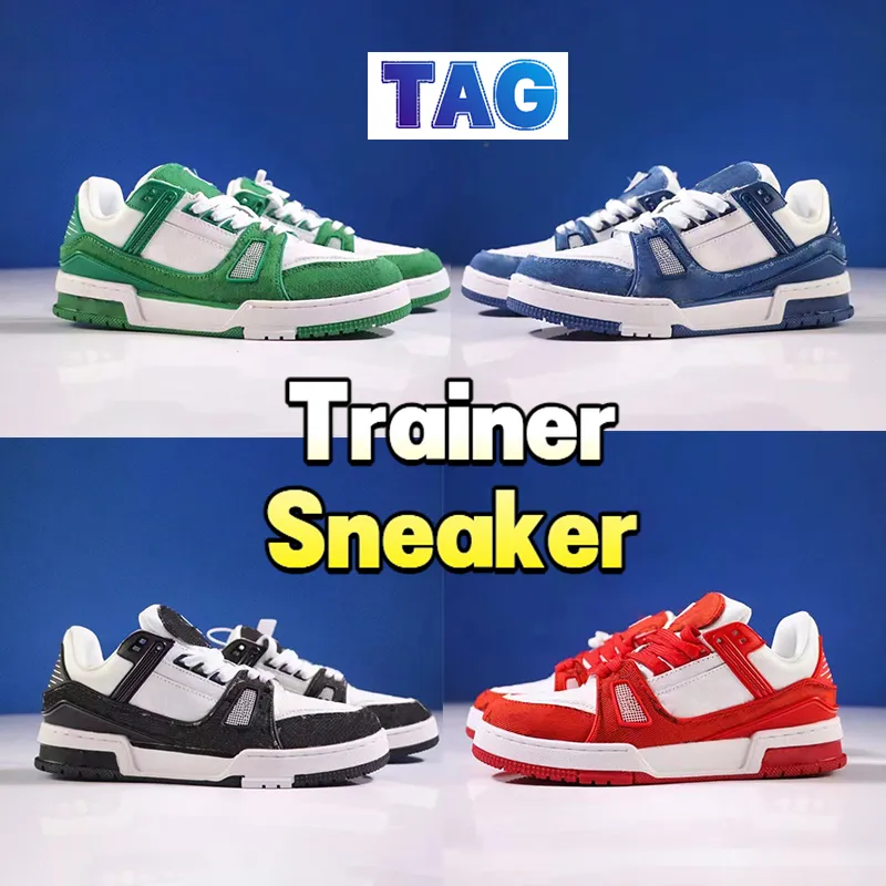 Trener Sneaker Buty Casual Strakowane skórzane francuskie trampki Platforma Kultura wszechstronna deska buty tpr but lateksowy niebieski zielony czarny dżins mężczyźni trenerzy