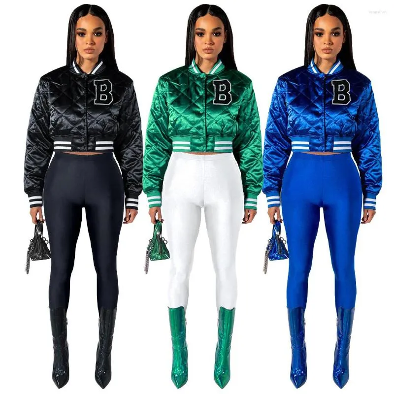 Jackets femininos Jaqueta de bombardeiro de inverno Moda de beisebol Fall Fall para 2023 Botão de retalhos Botão preto Caprot Top Caats