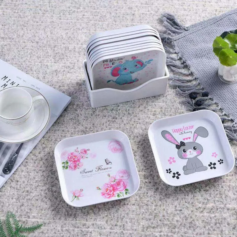 Plates Creative Small Bone Plate Melamine Household Cake Full Set Of Tableware Simple Tray Tea