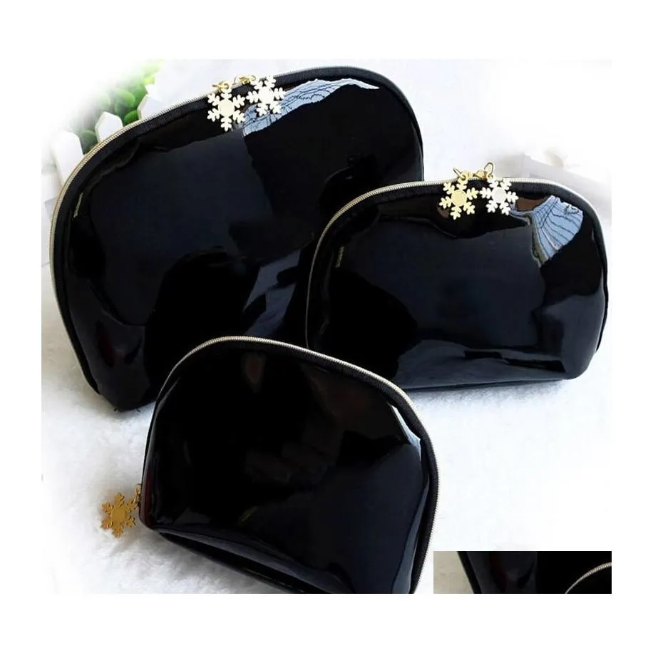 Storage Bags 3Pcs/Set Snowflakes Zipper Makeup Bag Fashion Cosmetics Holder Bright Japanned Leather Lipstick Clutch Travel Toiletry Dhlzl