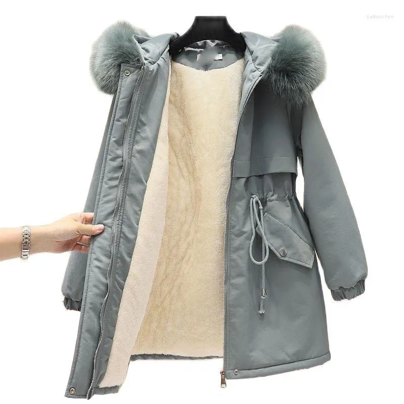 Women's Trench Coats Women's Windbreaker Nice Fall Winter Loose Hooded Thicken Coat Warm Add Velvet Female Jacket C1473