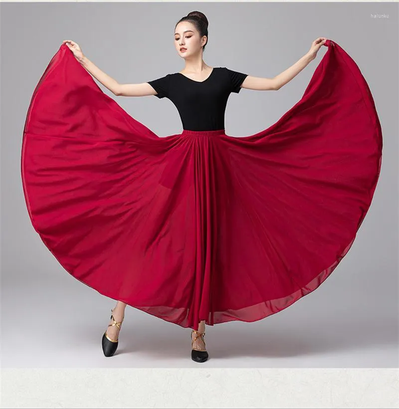 Stage Wear Robe de danse classique Femmes élégante demi-longueur 720 degrés Big Swing Jupe Xinjiang Performance moderne Pratique Gaze