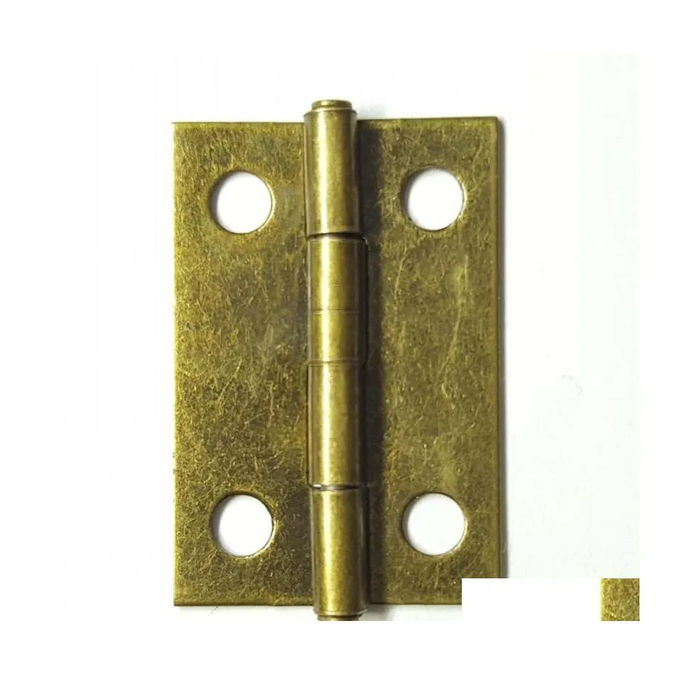 Furniture Accessories 200Pcs/Lot 17X24Mm 1 Inch Hinges Brass / Bronze Optional Wooden Box Parts Small Hinge Iron Flat Gift Craft Dec Dhjff