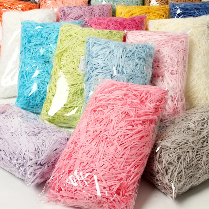 Подарочная упаковка 500G Красочная измельченная скручиваемая бумага Raffia Ward Party Candy Box