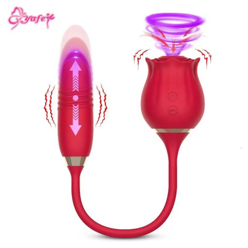 Massaggiatore per adulti Rosa Giocattolo Succhiare Vibratore per le donne Spinta Dildo Clit Sucker Stimolazione del clitoride Masturbatore femminile Massaggiatore