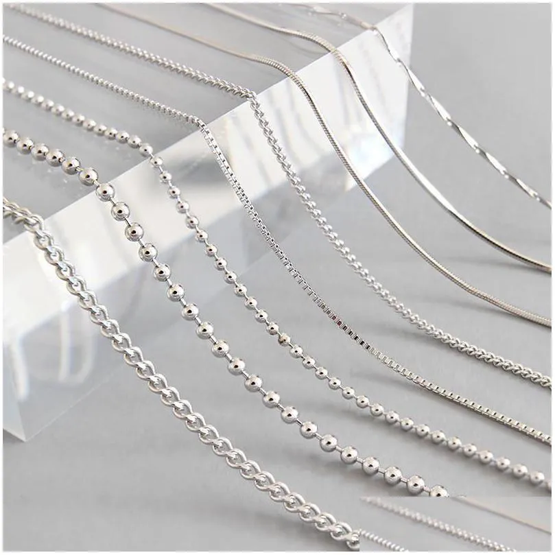 Серебряное подлинное 925 стерлинговое ожерелье Sier Link Collece Fat для подвески женщин мужские ювелирные аксессуары подарки подарки.