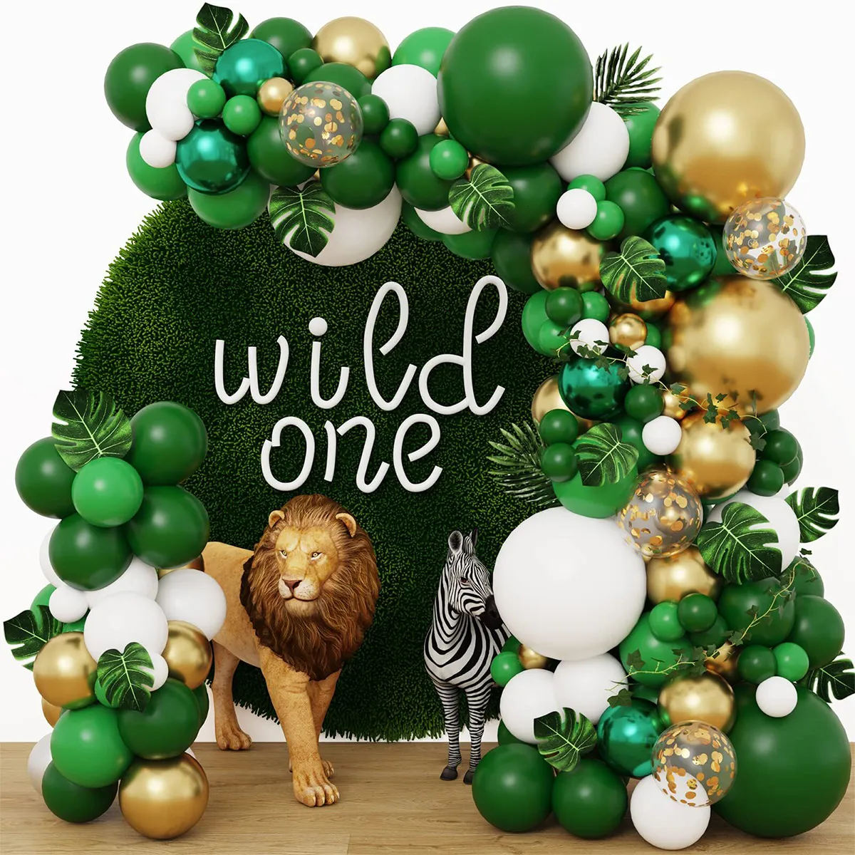 Другие декоративные наклейки зеленый воздушный шар арка гирлянда Wild One Jungle Safari Вечеринка на день рождения деформируется мальчик для душа 1 -й латекс -балловый цепь 230110