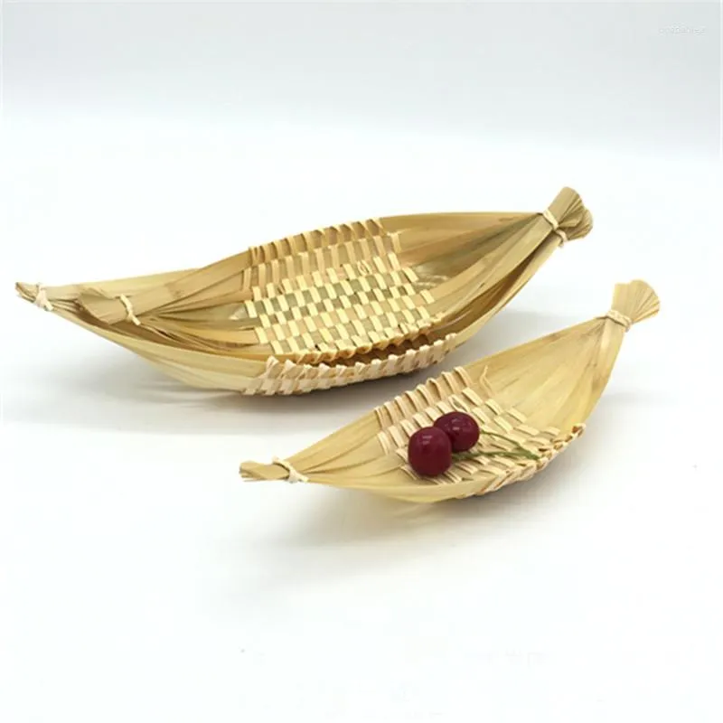 Plates Bamboo Tray Sushi Plate Fruit Basket Handmade Sashimi Knit Restaurant Dish Nigiri Natural Tableware 2pcs