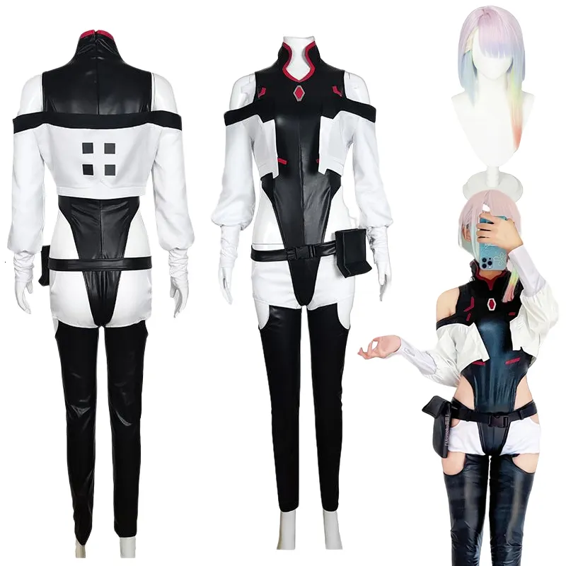 Accessoires de déguisement Anime Cyberpunk Edgerunners Lucy Cosplay Combinaison Sexy Tenues Jeu de rôle Perruque Halloween pour femme fille 230111