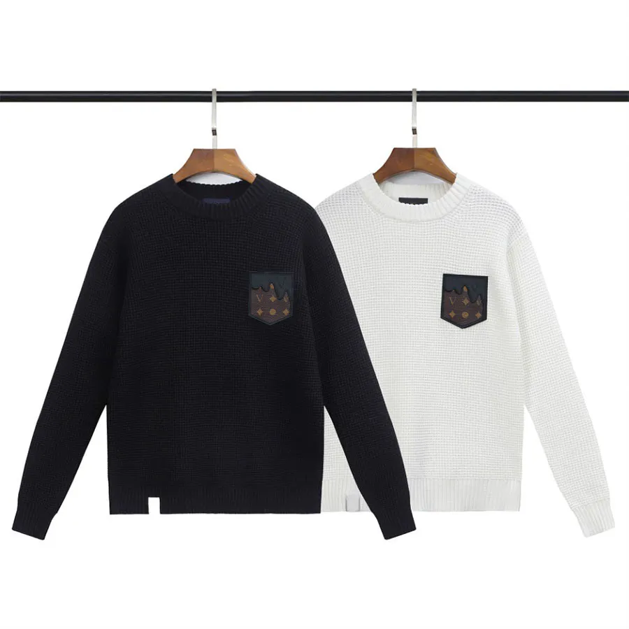 Designer Unik Sweater Klassisk Pocket Decoration Sweatshirts Herrhuvtröjor Finns i Svart Vit